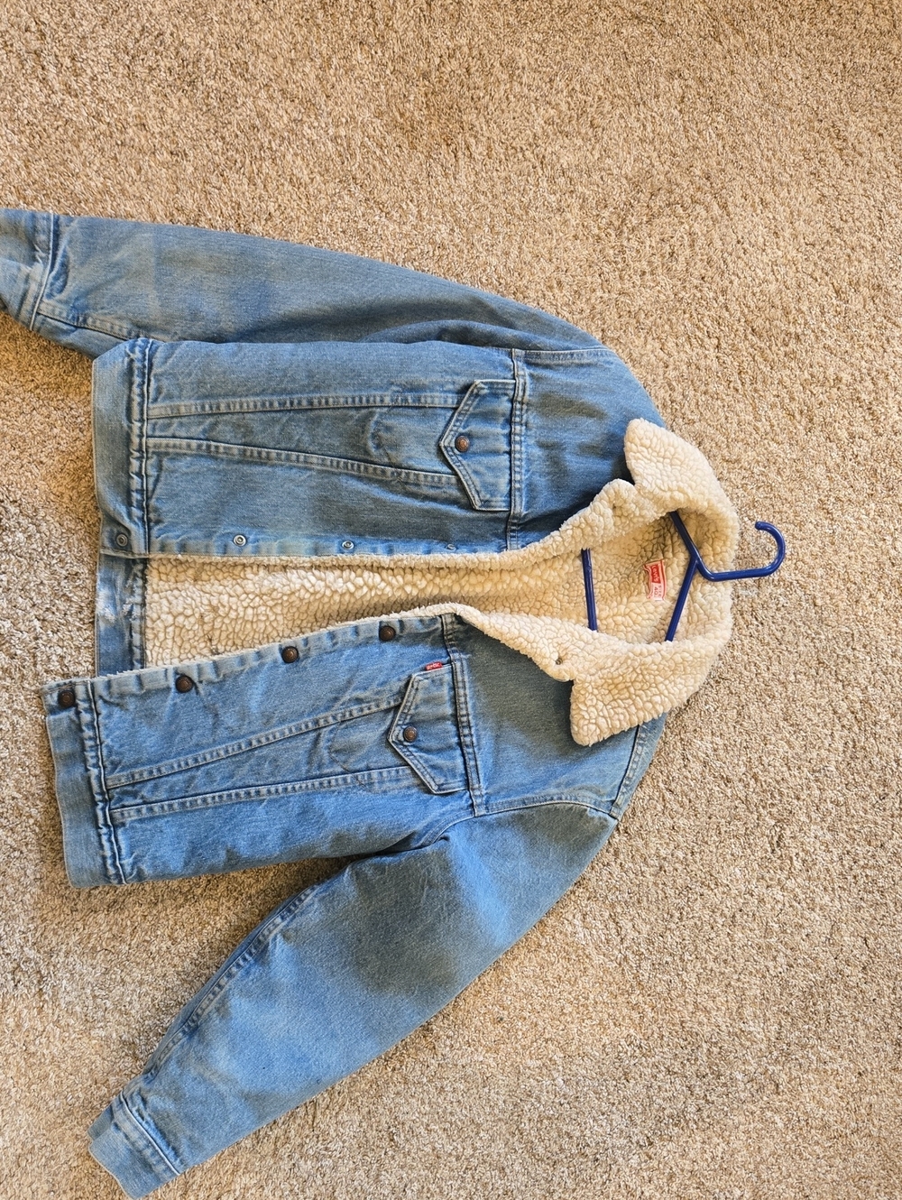 Levi's Light Blue Denim Sherpa-Lined Jacket with Cream Collar